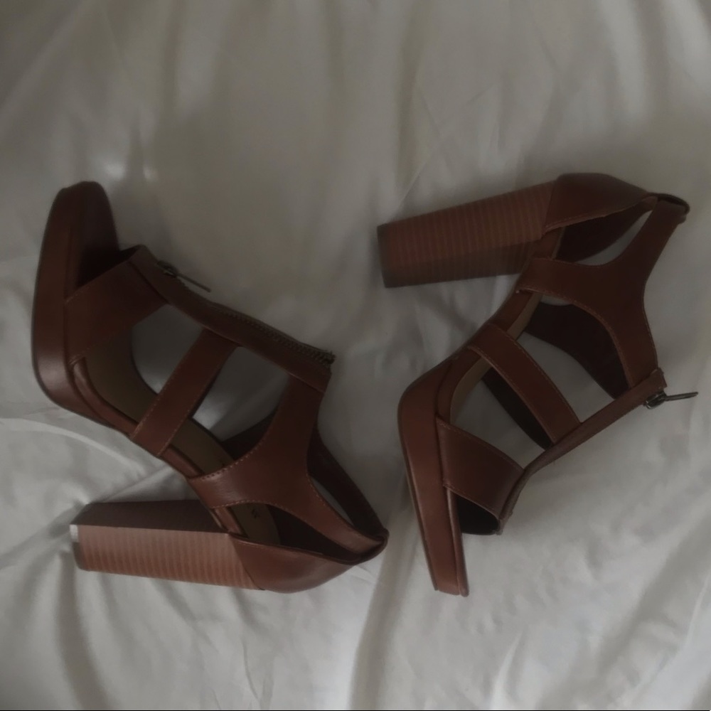 Just Fab Dress Sandal Pumps-Cognac - Picture 4 of 5